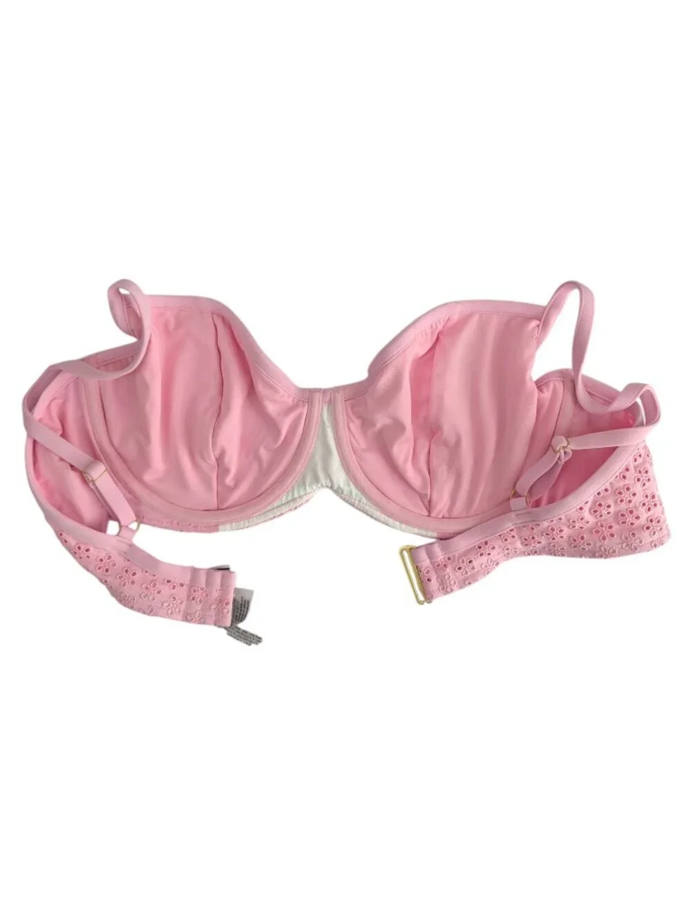 PINK X Frankies Bikinis Eyelet Bikini Set Pink Underwire Lace Cheeky Size XXL